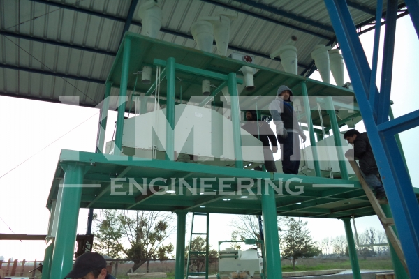 place wheat flour machine on steel structure